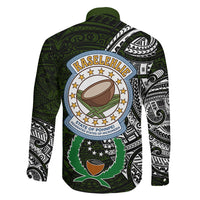 Pohnpei Federated States Of Micronesia Family Matching Off Shoulder Short Dress and Hawaiian Shirt Polynesian Tribal Heritage Art With Kaselehlie State Seal