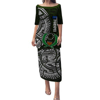Pohnpei Federated States Of Micronesia Family Matching Puletasi and Hawaiian Shirt Polynesian Tribal Heritage Art With Kaselehlie State Seal