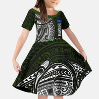 Pohnpei Federated States Of Micronesia Family Matching Short Sleeve Bodycon Dress and Hawaiian Shirt Polynesian Tribal Heritage Art With Kaselehlie State Seal