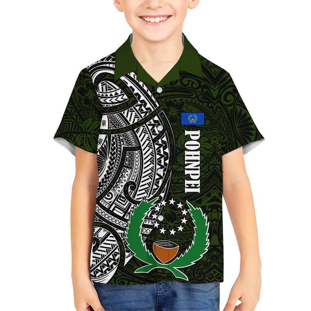 Pohnpei Federated States Of Micronesia Family Matching Tank Maxi Dress and Hawaiian Shirt Polynesian Tribal Heritage Art With Kaselehlie State Seal