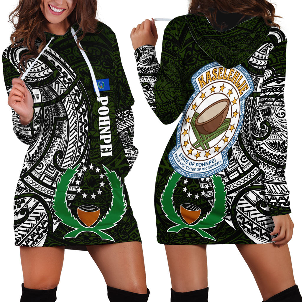 Pohnpei Federated States Of Micronesia Hoodie Dress Polynesian Tribal Heritage Art With Kaselehlie State Seal
