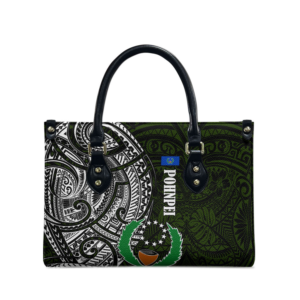 Pohnpei Federated States Of Micronesia Leather Bag Polynesian Tribal Heritage Art With Kaselehlie State Seal
