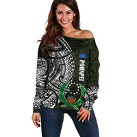 Pohnpei Federated States Of Micronesia Off Shoulder Sweater Polynesian Tribal Heritage Art With Kaselehlie State Seal