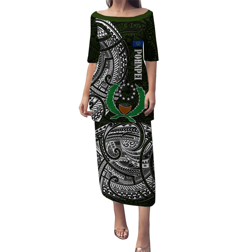 Pohnpei Federated States Of Micronesia Puletasi Polynesian Tribal Heritage Art With Kaselehlie State Seal