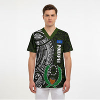 Pohnpei Federated States Of Micronesia Scrub Top Polynesian Tribal Heritage Art With Kaselehlie State Seal
