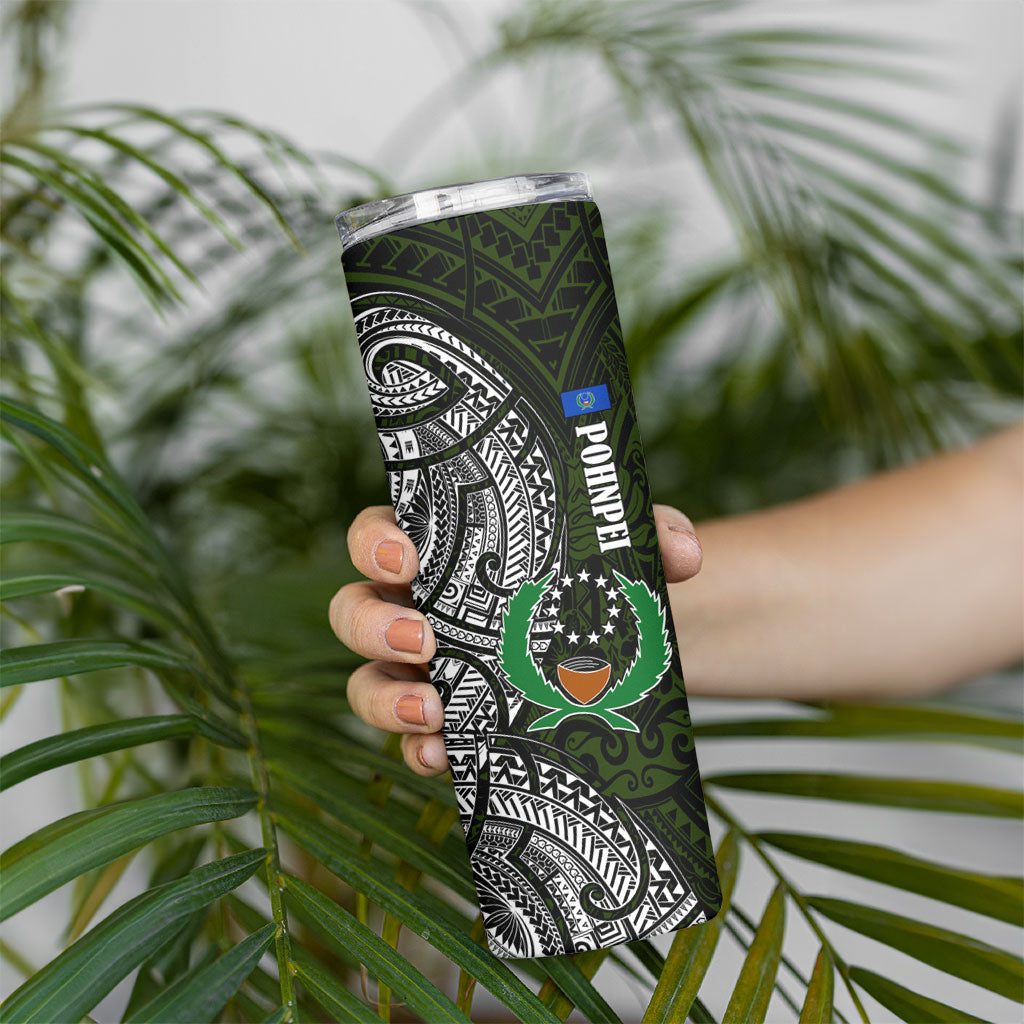 Pohnpei Federated States Of Micronesia Skinny Tumbler Polynesian Tribal Heritage Art With Kaselehlie State Seal