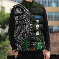 Pohnpei Federated States Of Micronesia Sleeveless Puffer Jacket Polynesian Tribal Heritage Art With Kaselehlie State Seal