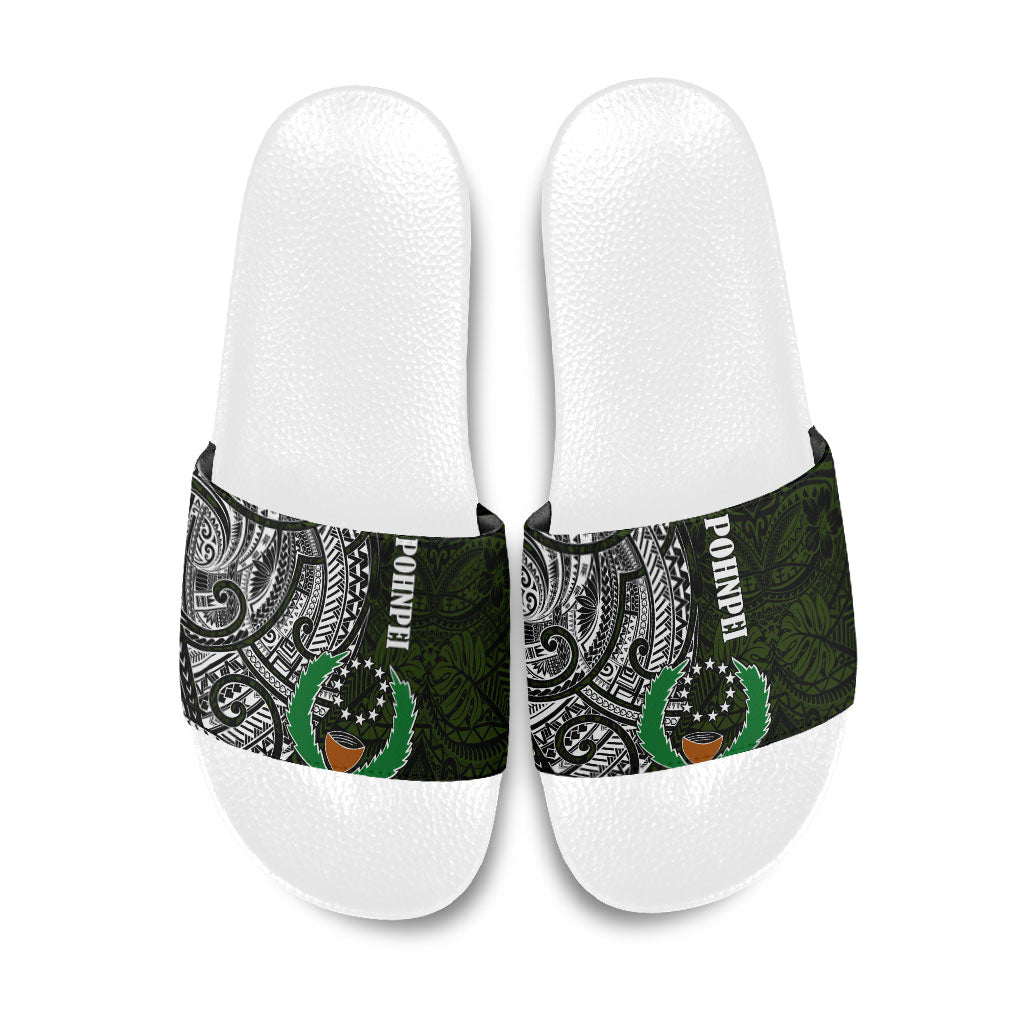 Pohnpei Federated States Of Micronesia Slide Sandals Polynesian Tribal Heritage Art With Kaselehlie State Seal