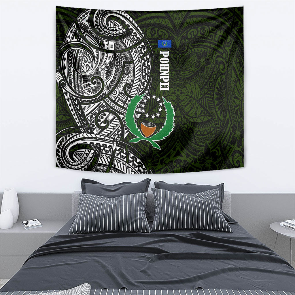 Pohnpei Federated States Of Micronesia Tapestry Polynesian Tribal Heritage Art With Kaselehlie State Seal