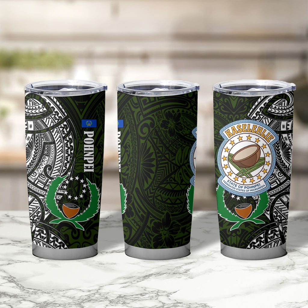 Pohnpei Federated States Of Micronesia Tumbler Cup Polynesian Tribal Heritage Art With Kaselehlie State Seal