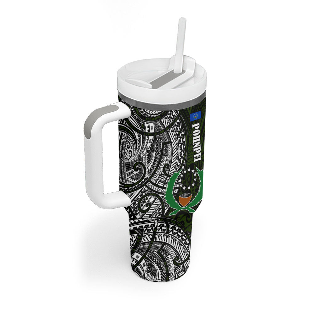 Pohnpei Federated States Of Micronesia Tumbler With Handle Polynesian Tribal Heritage Art With Kaselehlie State Seal
