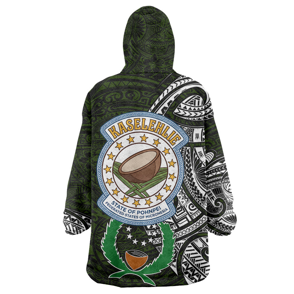 Pohnpei Federated States Of Micronesia Wearable Blanket Hoodie Polynesian Tribal Heritage Art With Kaselehlie State Seal