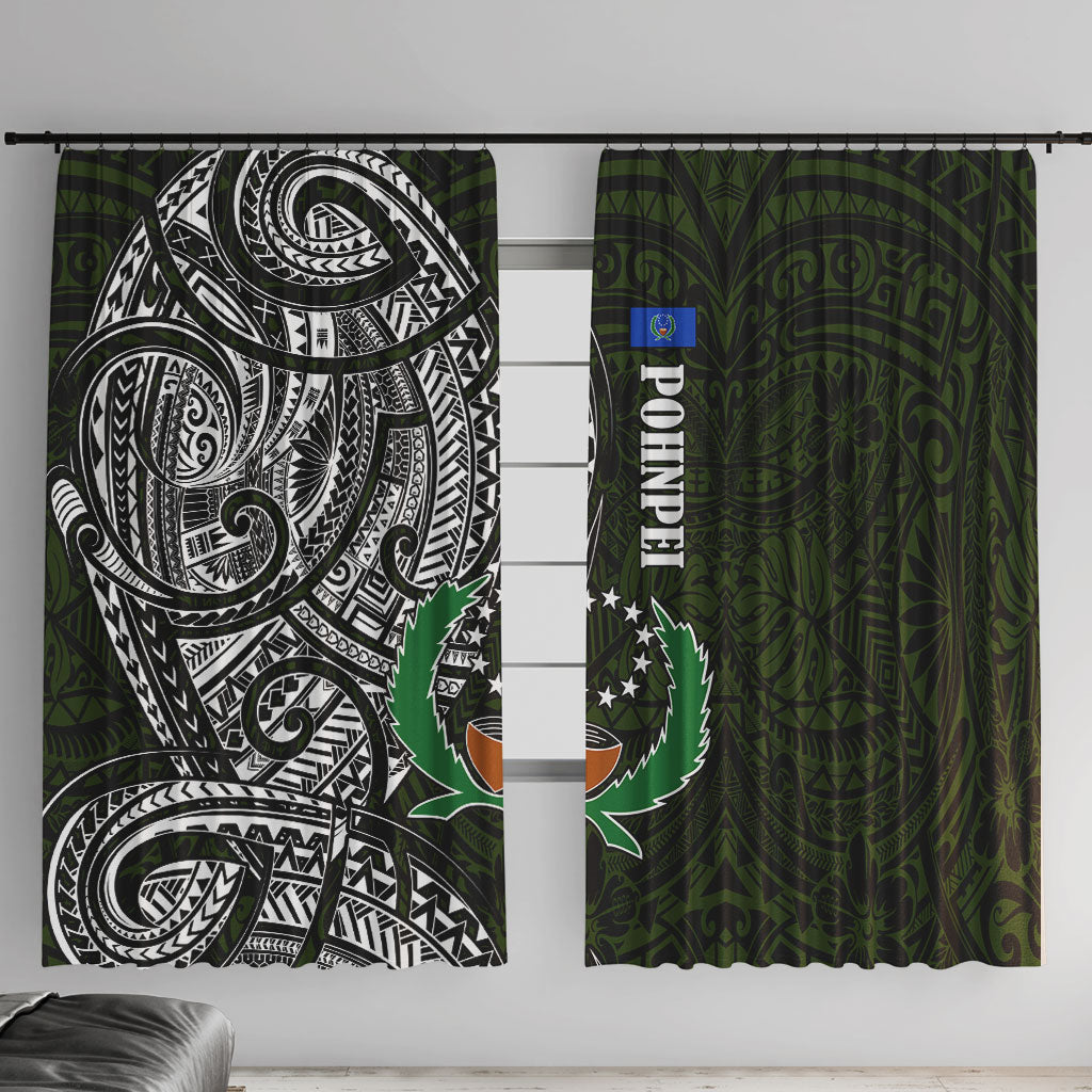 Pohnpei Federated States Of Micronesia Window Curtain Polynesian Tribal Heritage Art With Kaselehlie State Seal