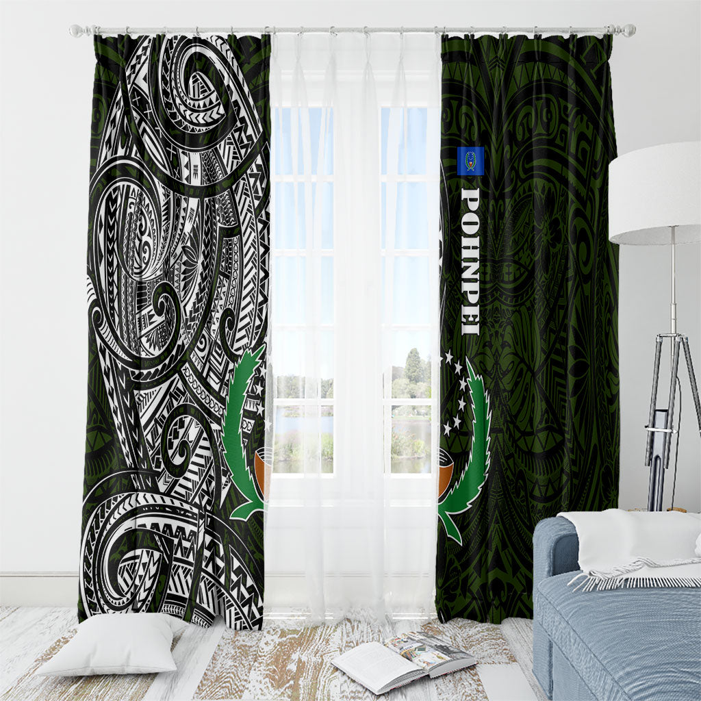 Pohnpei Federated States Of Micronesia Window Curtain Polynesian Tribal Heritage Art With Kaselehlie State Seal