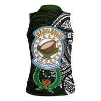 Pohnpei Federated States Of Micronesia Women Sleeveless Polo Shirt Polynesian Tribal Heritage Art With Kaselehlie State Seal