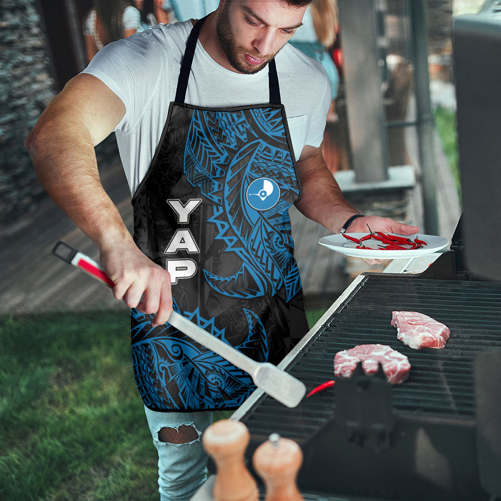 Yap Island Tribal Heritage Apron Micronesian Polynesian Tattoo Pattern Blue Black Cultural Art