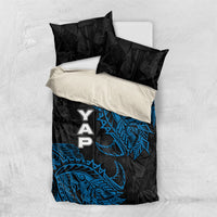 Yap Island Tribal Heritage Bedding Set Micronesian Polynesian Tattoo Pattern Blue Black Cultural Art