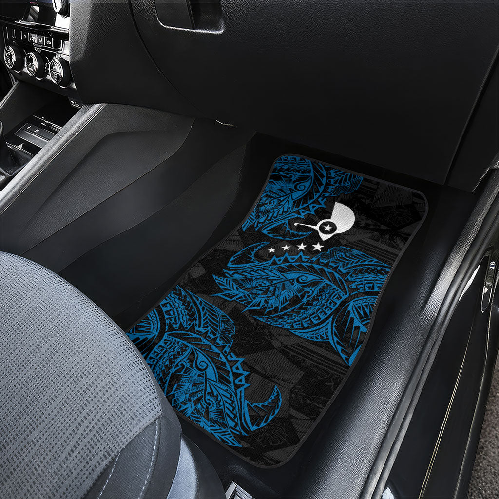 Yap Island Tribal Heritage Car Mats Micronesian Polynesian Tattoo Pattern Blue Black Cultural Art