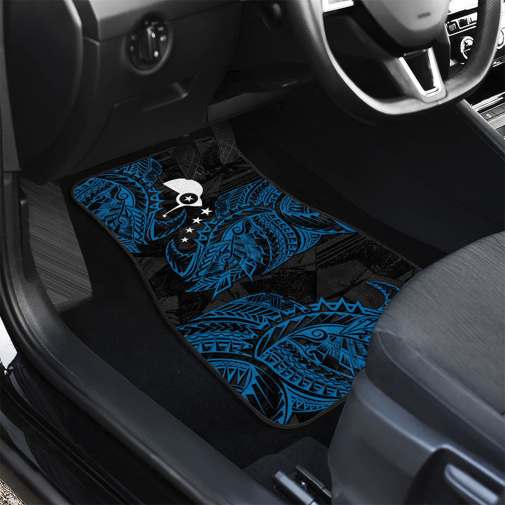 Yap Island Tribal Heritage Car Mats Micronesian Polynesian Tattoo Pattern Blue Black Cultural Art