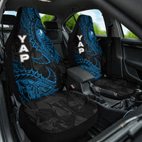 Yap Island Tribal Heritage Car Seat Cover Micronesian Polynesian Tattoo Pattern Blue Black Cultural Art