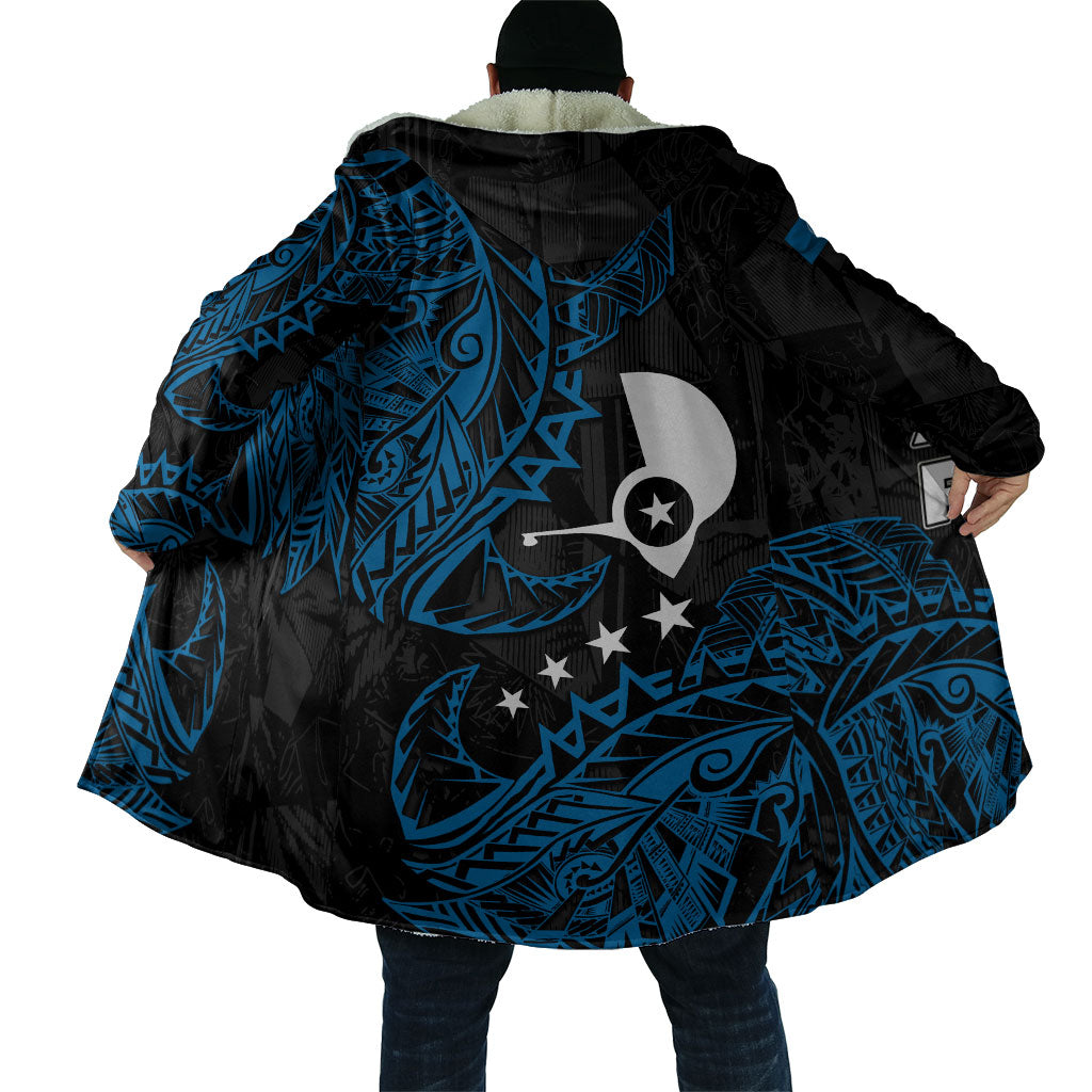 Yap Island Tribal Heritage Cloak Micronesian Polynesian Tattoo Pattern Blue Black Cultural Art