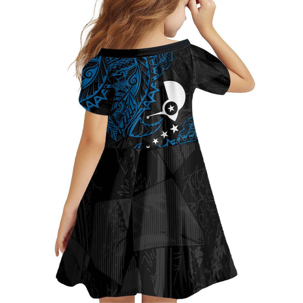 Yap Island Tribal Heritage Family Matching Summer Maxi Dress and Hawaiian Shirt Micronesian Polynesian Tattoo Pattern Blue Black Cultural Art