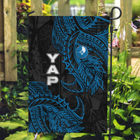 Yap Island Tribal Heritage Garden Flag Micronesian Polynesian Tattoo Pattern Blue Black Cultural Art
