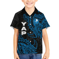 Yap Island Tribal Heritage Hawaiian Shirt Micronesian Polynesian Tattoo Pattern Blue Black Cultural Art