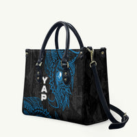 Yap Island Tribal Heritage Leather Bag Micronesian Polynesian Tattoo Pattern Blue Black Cultural Art