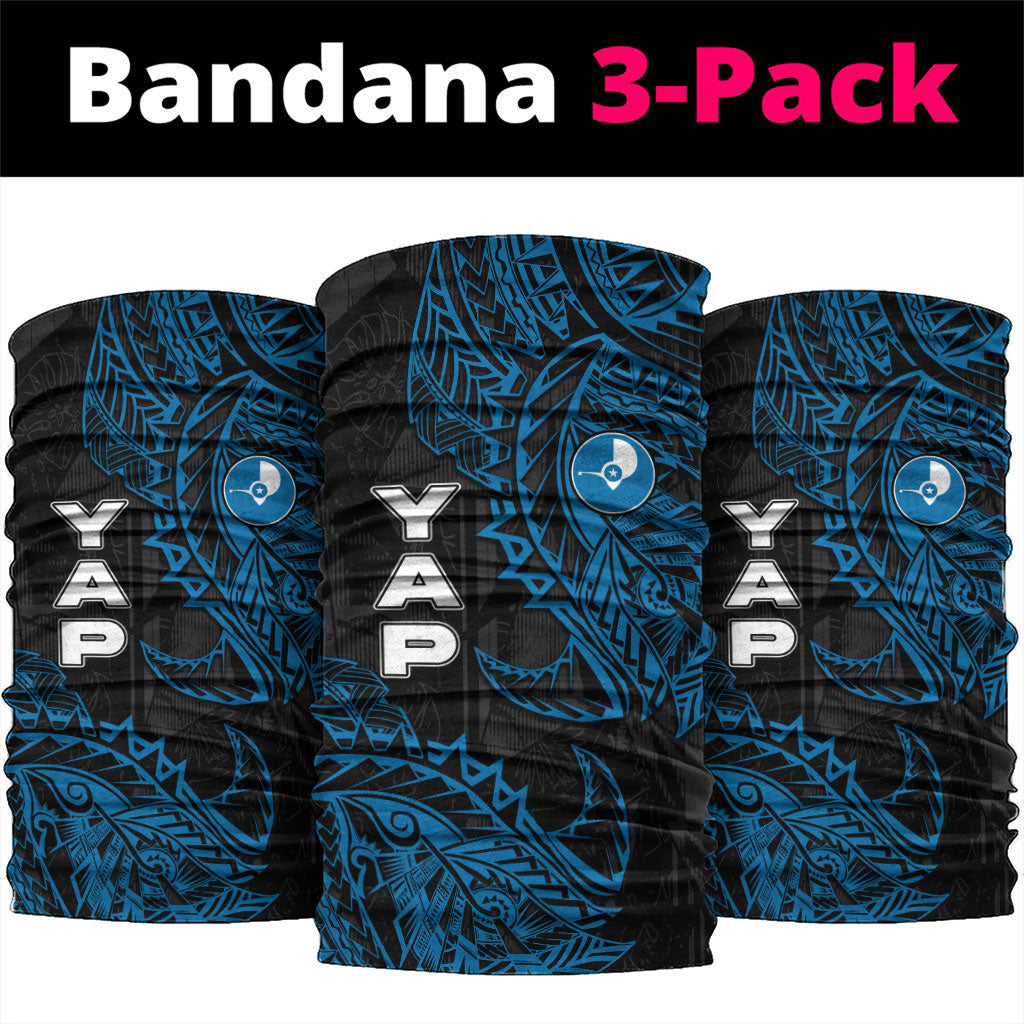 Yap Island Tribal Heritage Neck Gaiter Micronesian Polynesian Tattoo Pattern Blue Black Cultural Art TS04 package One Size: 25*50cm Black Blue - Polynesian Pride