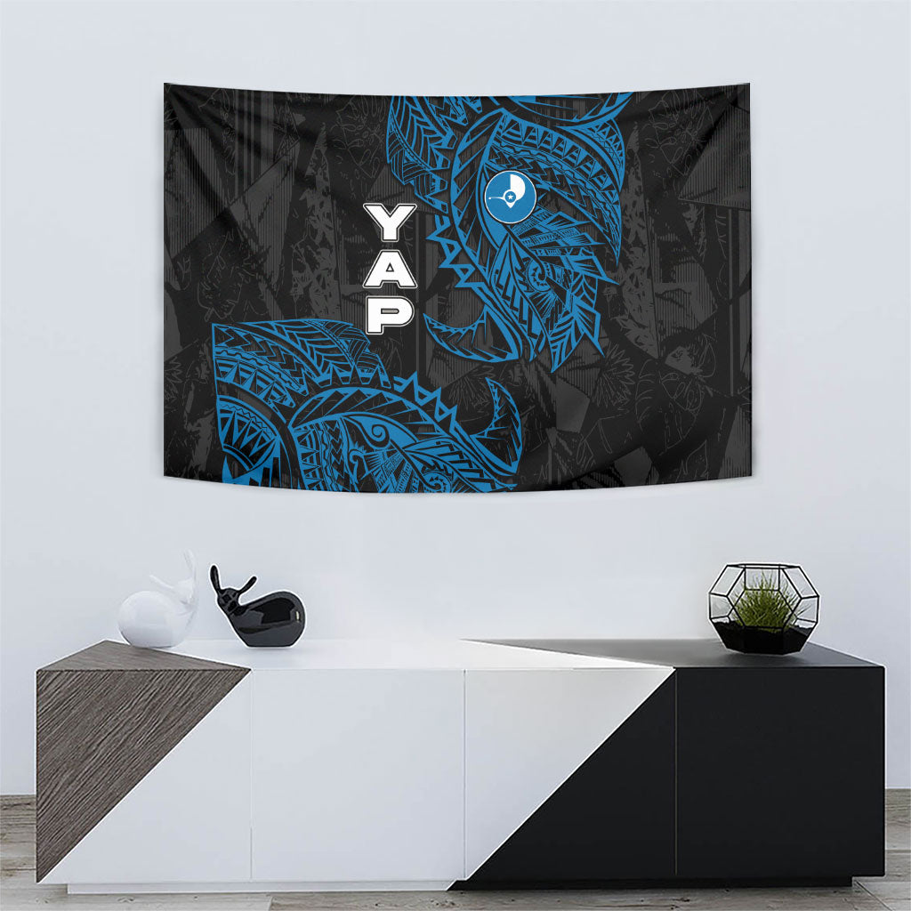 Yap Island Tribal Heritage Tapestry Micronesian Polynesian Tattoo Pattern Blue Black Cultural Art