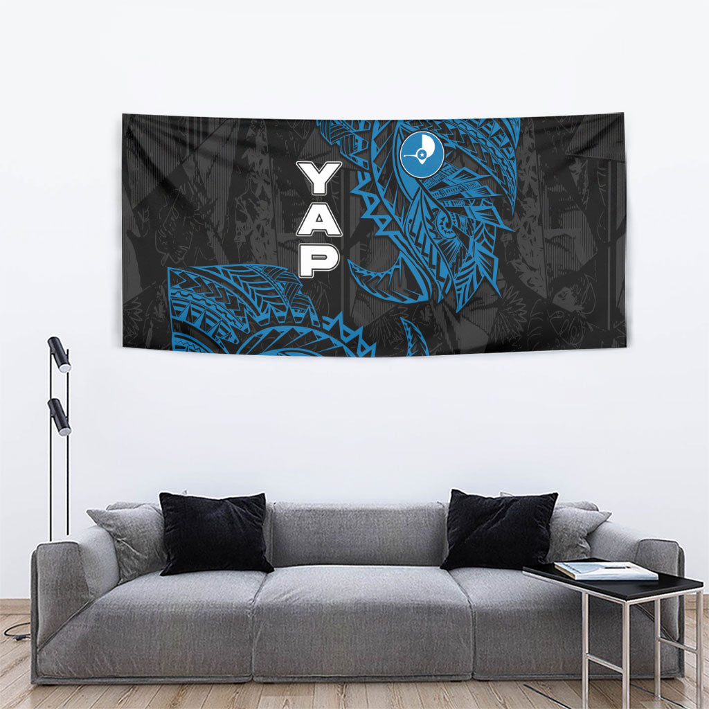 Yap Island Tribal Heritage Tapestry Micronesian Polynesian Tattoo Pattern Blue Black Cultural Art