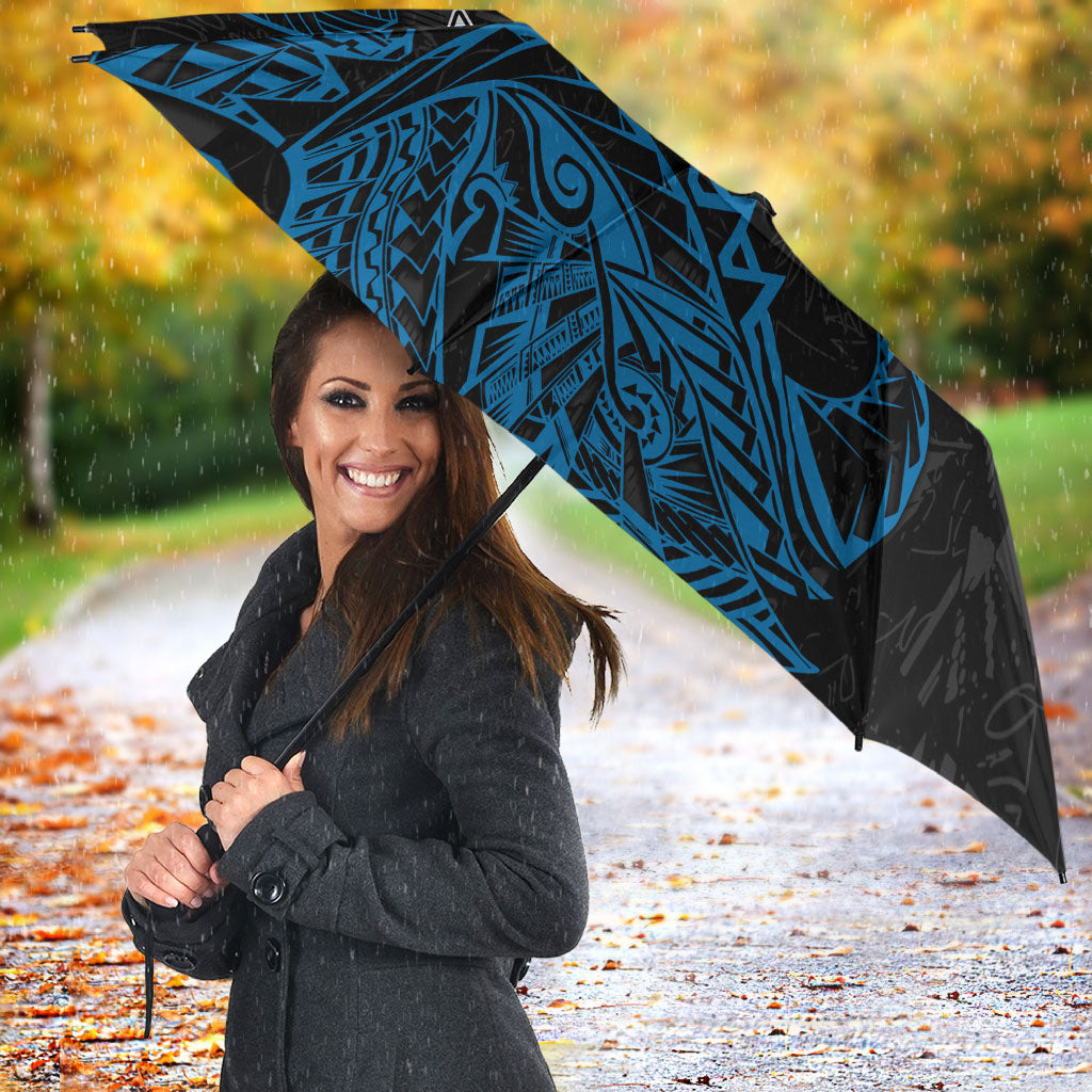 Yap Island Tribal Heritage Umbrella Micronesian Polynesian Tattoo Pattern Blue Black Cultural Art
