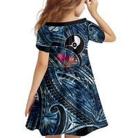 Yap Day Island Floral Tribal Heritage Family Matching Tank Maxi Dress and Hawaiian Shirt Micronesian Hibiscus Pattern Polynesian Tattoo Blue Art