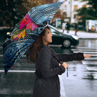 Yap Day Island Floral Tribal Heritage Umbrella Micronesian Hibiscus Pattern Polynesian Tattoo Blue Art