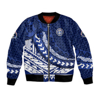 Northern Mariana Islands Saipan Bomber Jacket Polynesian Tribal Pattern - Commonwealth Seal Art