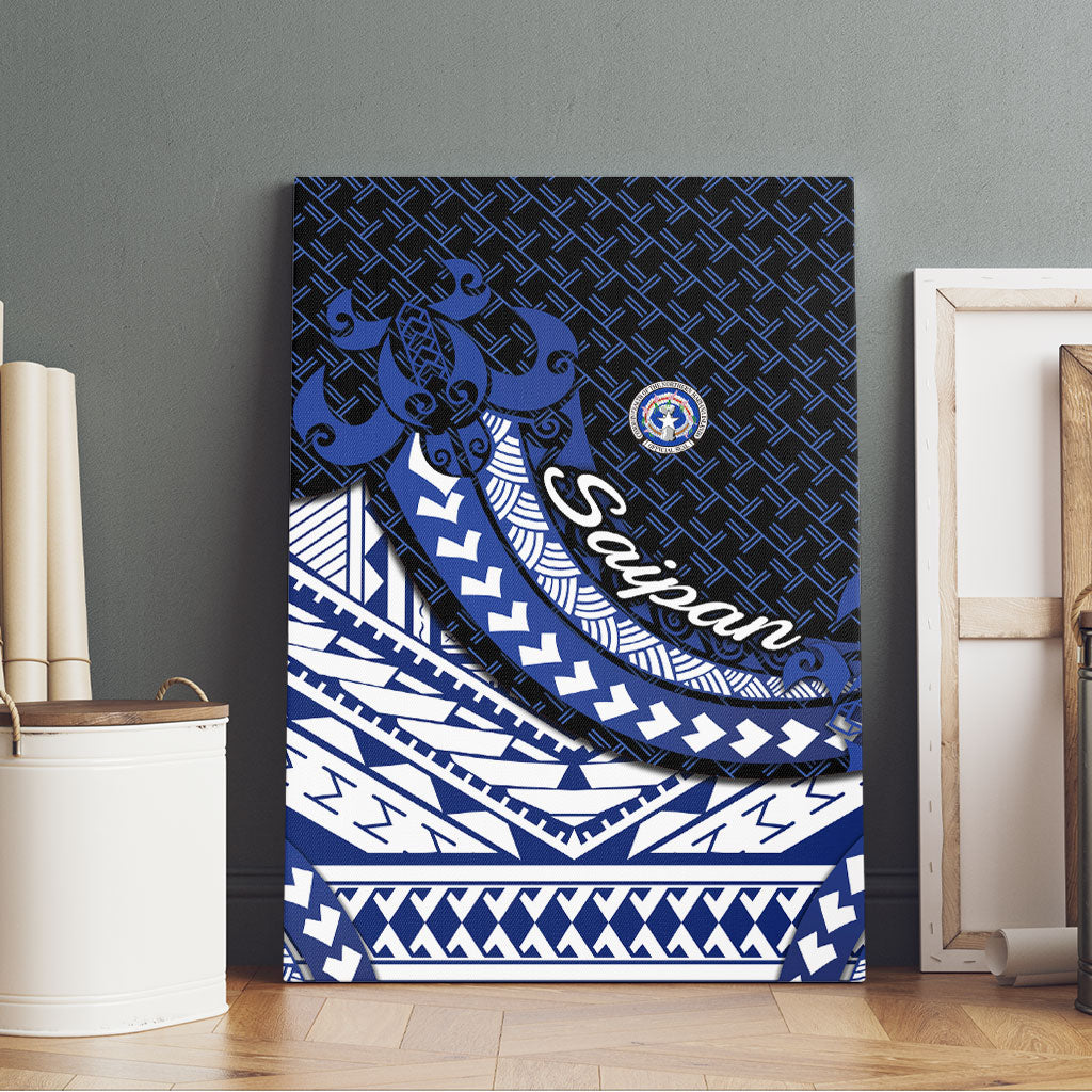 Northern Mariana Islands Saipan Canvas Wall Art Polynesian Tribal Pattern - Commonwealth Seal Art