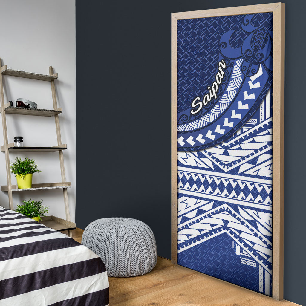 Northern Mariana Islands Saipan Door Cover Polynesian Tribal Pattern - Commonwealth Seal Art TS04 - Polynesian Pride