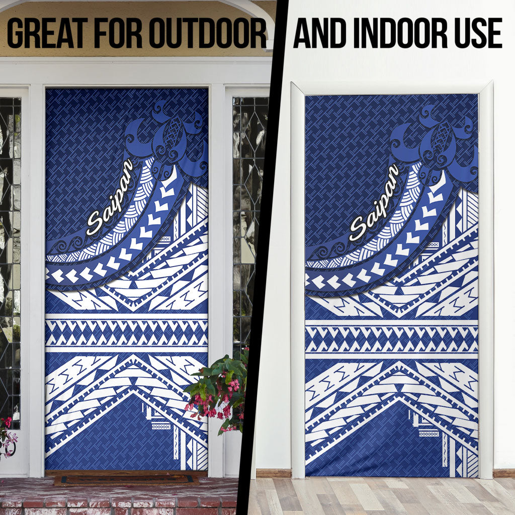 Northern Mariana Islands Saipan Door Cover Polynesian Tribal Pattern - Commonwealth Seal Art TS04 - Polynesian Pride