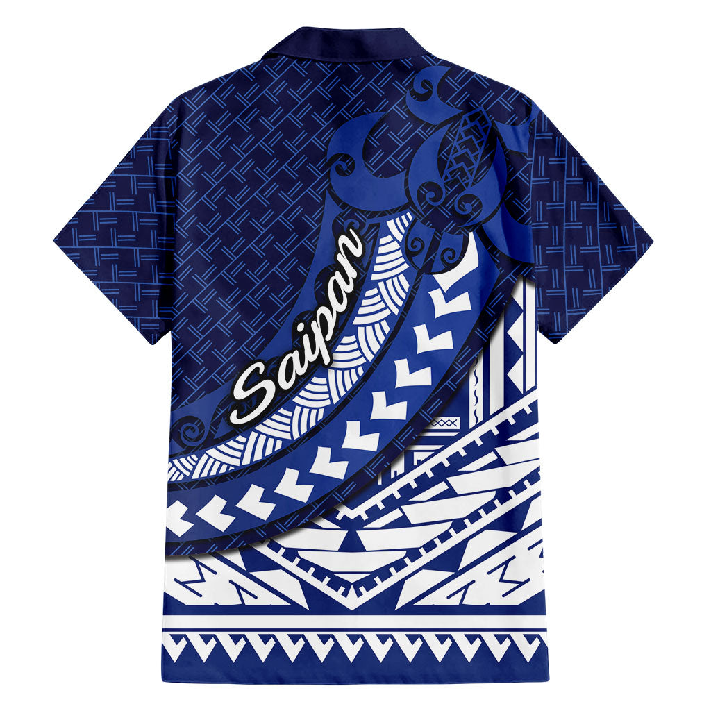 Northern Mariana Islands Saipan Family Matching Short Sleeve Bodycon Dress and Hawaiian Shirt Polynesian Tribal Pattern - Commonwealth Seal Art