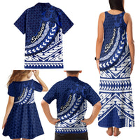 Northern Mariana Islands Saipan Family Matching Tank Maxi Dress and Hawaiian Shirt Polynesian Tribal Pattern - Commonwealth Seal Art