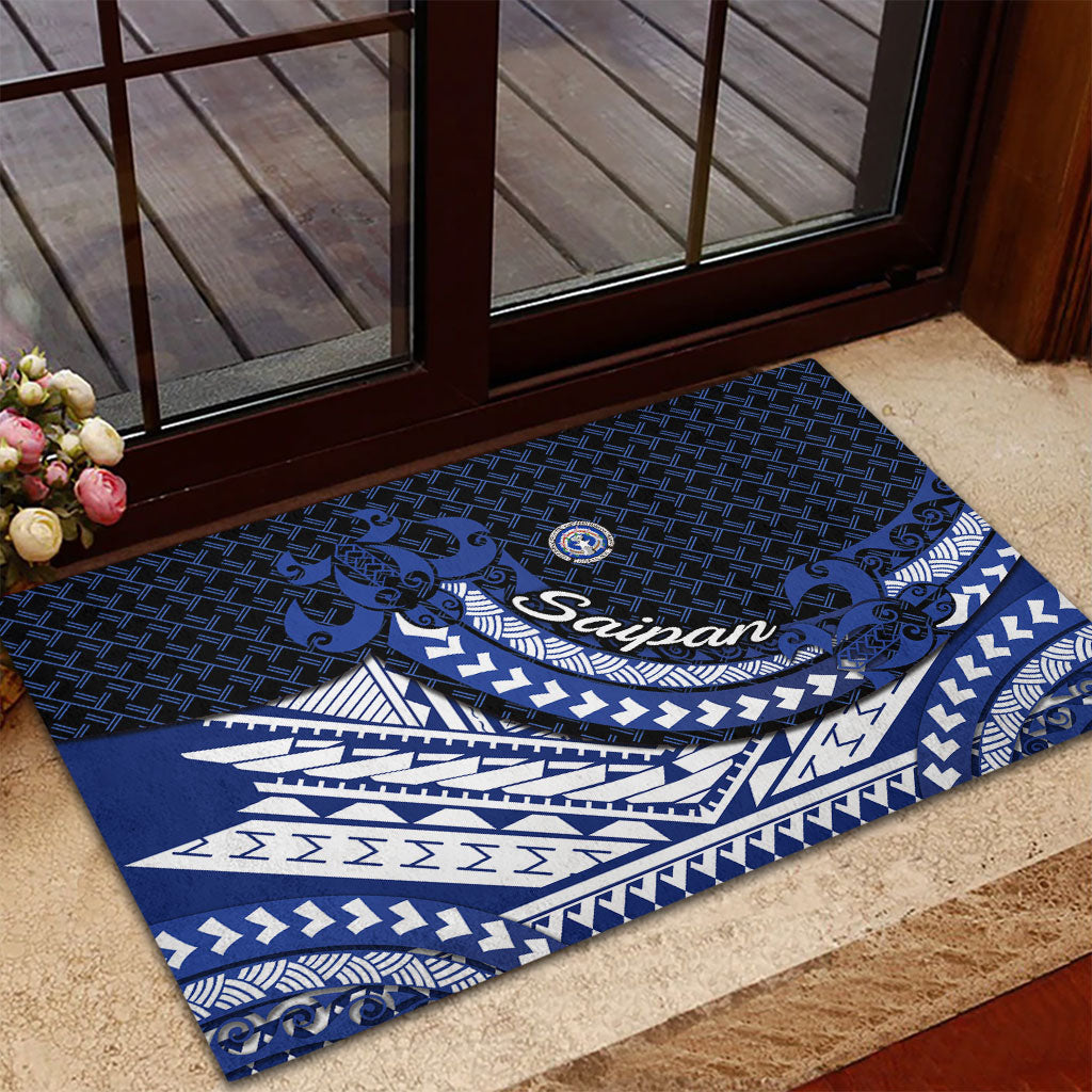 Northern Mariana Islands Saipan Rubber Doormat Polynesian Tribal Pattern - Commonwealth Seal Art TS04 - Polynesian Pride