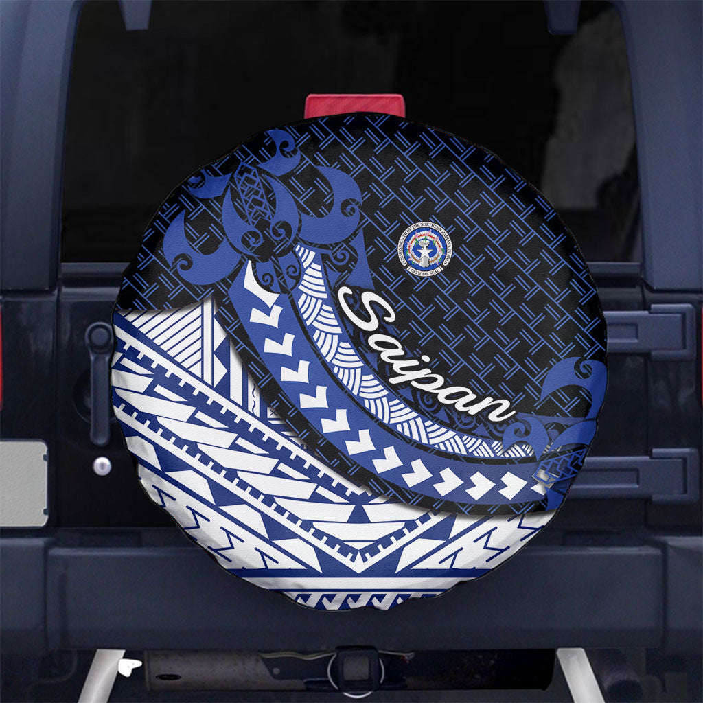 Northern Mariana Islands Saipan Spare Tire Cover Polynesian Tribal Pattern - Commonwealth Seal Art