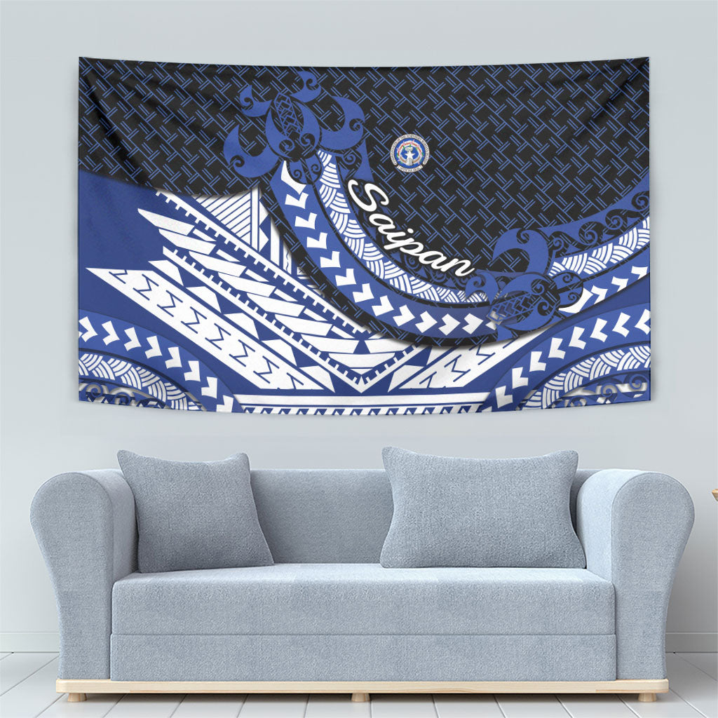 Northern Mariana Islands Saipan Tapestry Polynesian Tribal Pattern - Commonwealth Seal Art