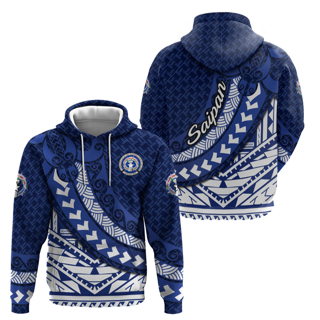 Northern Mariana Islands Saipan Zip Hoodie Polynesian Tribal Pattern - Commonwealth Seal Art TS04 - Polynesian Pride
