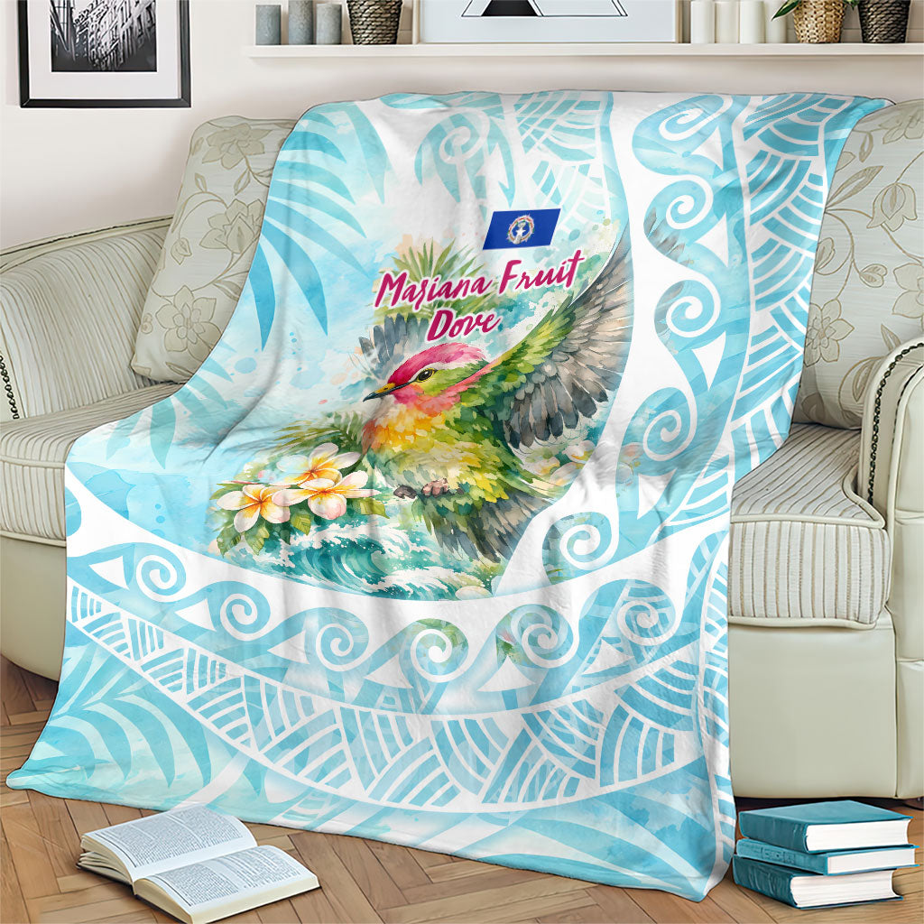Saipan CMNI Blanket Polynesian Northern Mariana Islands Fruit Dove Watercolor
