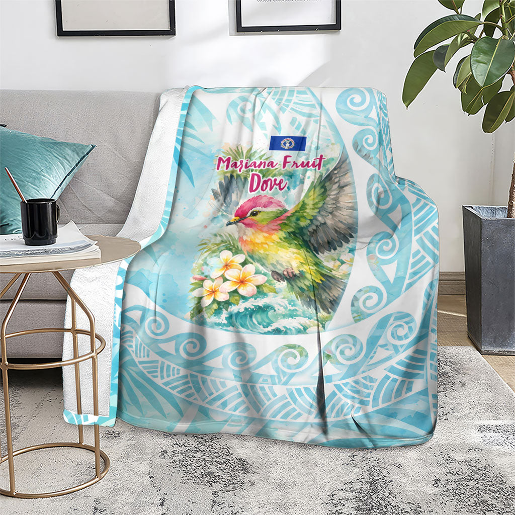 Saipan CMNI Blanket Polynesian Northern Mariana Islands Fruit Dove Watercolor