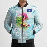 Saipan CMNI Bomber Puffer Jacket Polynesian Northern Mariana Islands Fruit Dove Watercolor TS04 - Polynesian Pride