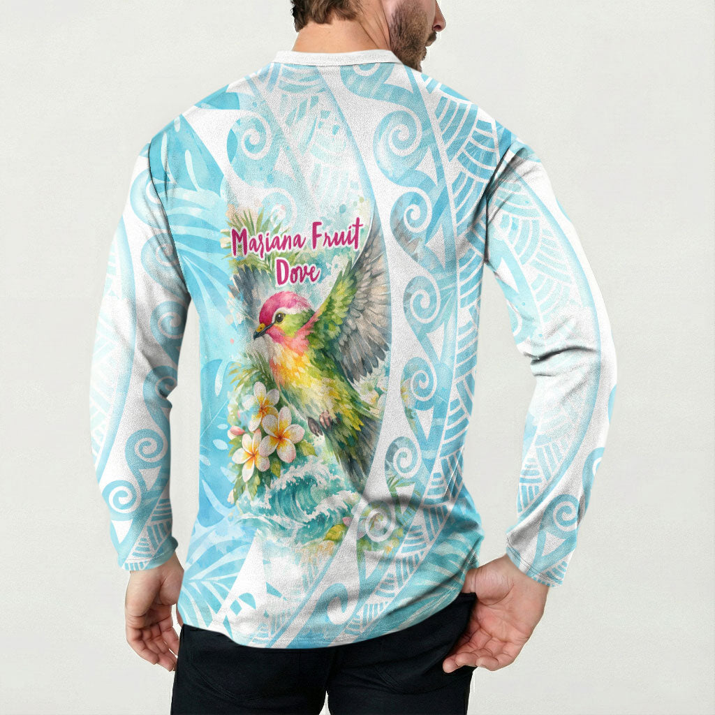 Saipan CMNI Button Sweatshirt Polynesian Northern Mariana Islands Fruit Dove Watercolor