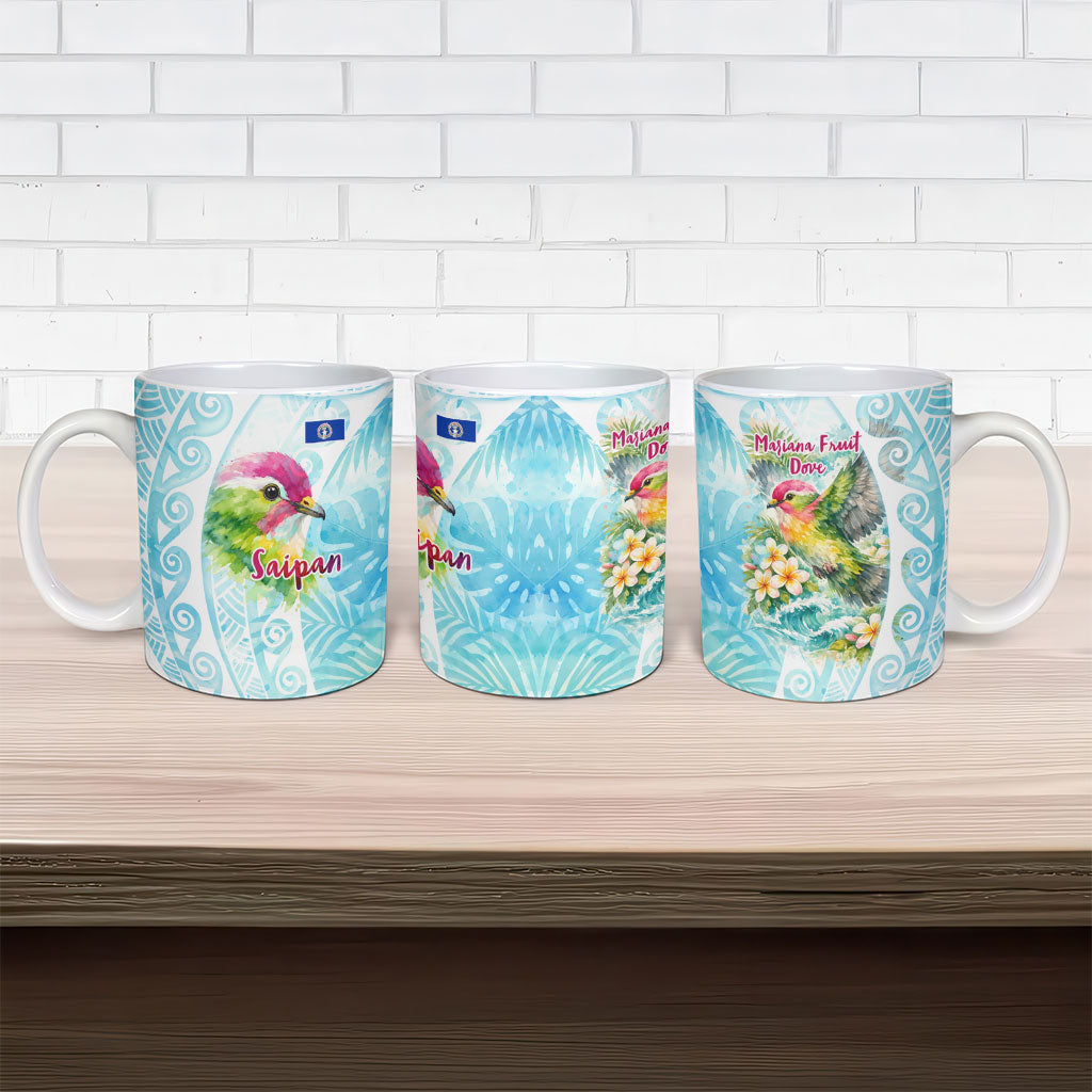 Saipan CMNI Ceramic Mug Polynesian Northern Mariana Islands Fruit Dove Watercolor TS04 - Polynesian Pride